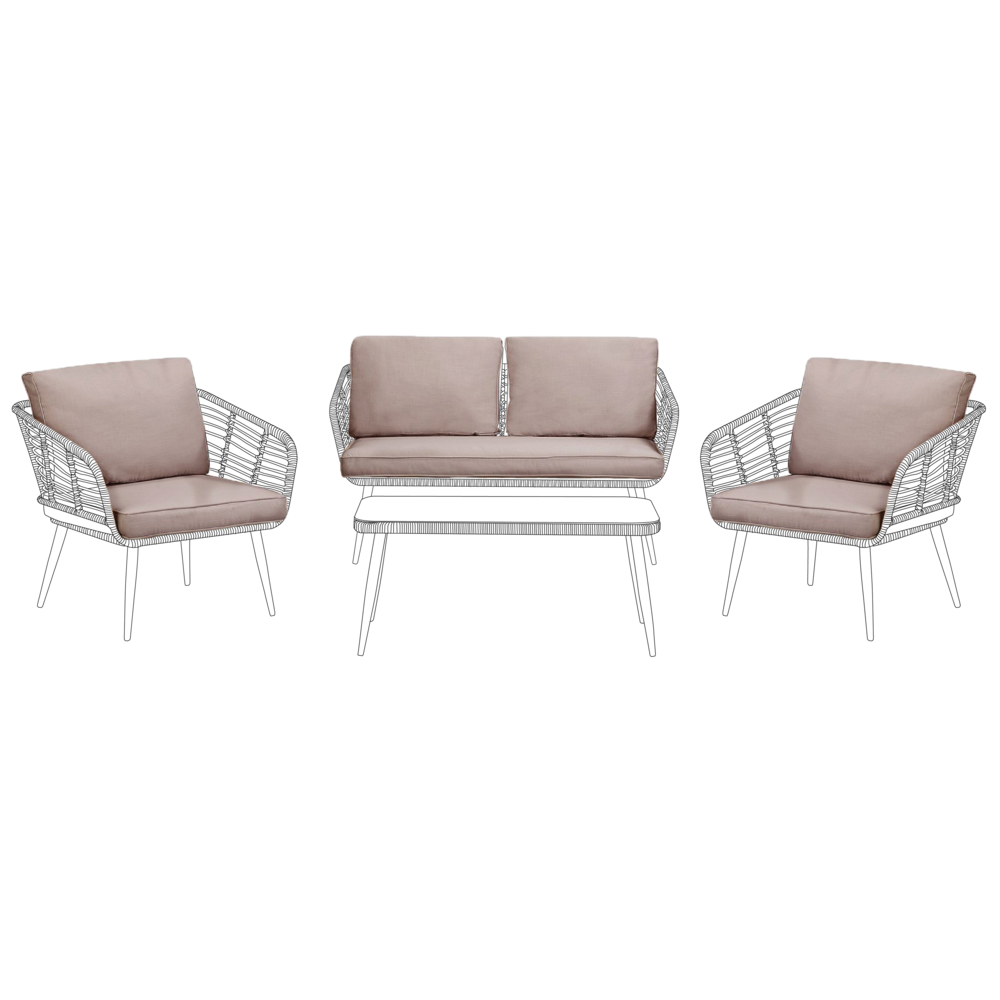 Set di copricuscini per esterni per sedili e schienali Beige UV resistente stile minimalista