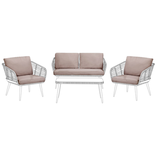 Set di copricuscini per esterni per sedili e schienali Beige UV resistente stile minimalista