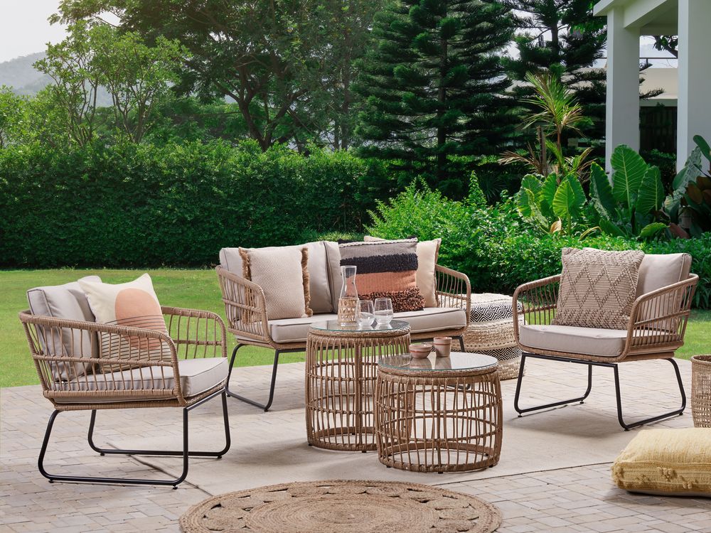 Set di copricuscini da esterno per sedile e schienale Beige resistente stile minimalista