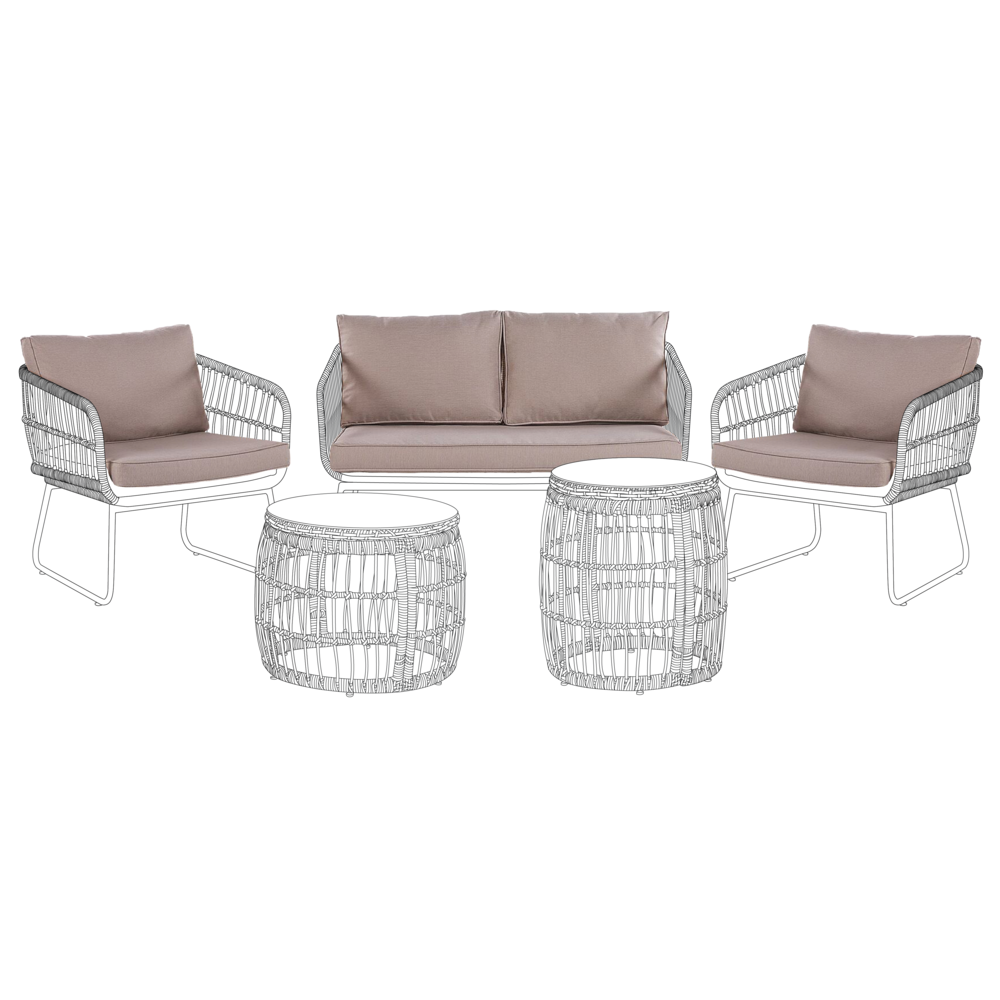 Set di copricuscini da esterno per sedile e schienale Beige resistente stile minimalista