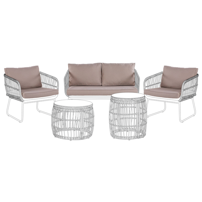 Set di copricuscini da esterno per sedile e schienale Beige resistente stile minimalista