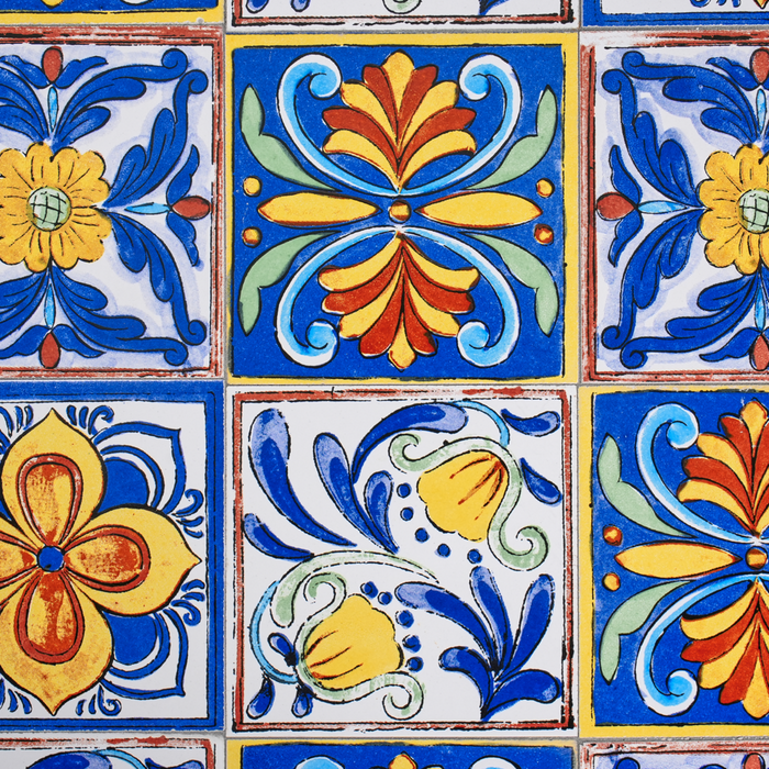 Tavolo da balcone da esterno in metallo nero  piano mosaico 60 cm stile vintage