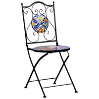 Set di 2 sedie da esterno in metallo nero con motivo a mosaico struttura pieghevole stile vintage