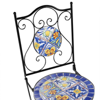 Set di 2 sedie da esterno in metallo nero con motivo a mosaico struttura pieghevole stile vintage