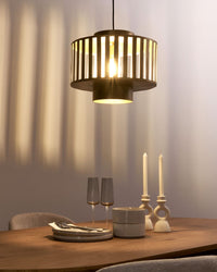 Lampada a sospensione in metallo ottone ferro paralume rotondo traforato a gabbia luce da soffitto moderna e originale