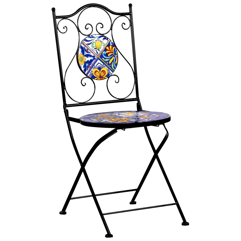 Set da bistrot da giardino in metallo nero con motivo a mosaico stile vintage