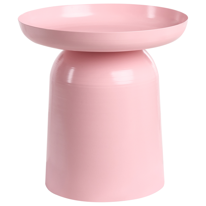 Tavolino basso da salotto in metallo rotondo rosa soggiorno elegante