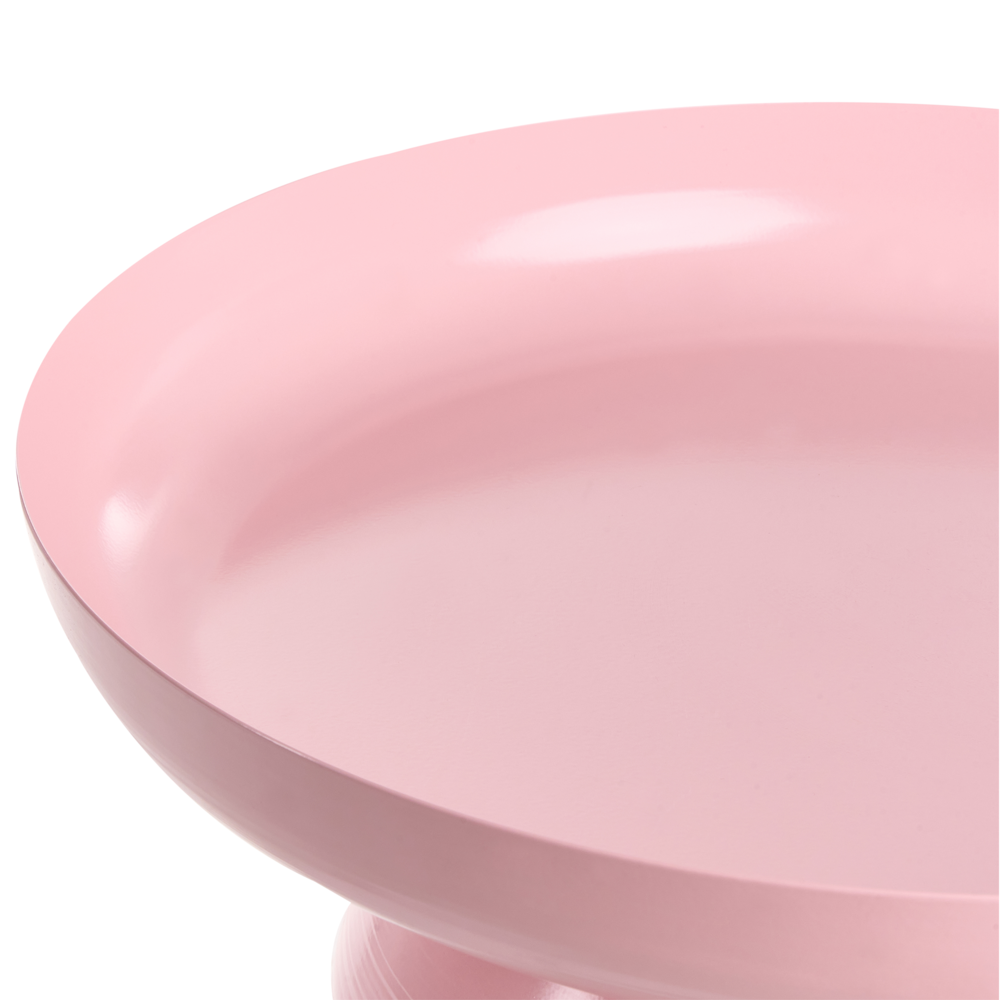 Tavolino basso da salotto in metallo rotondo rosa soggiorno elegante