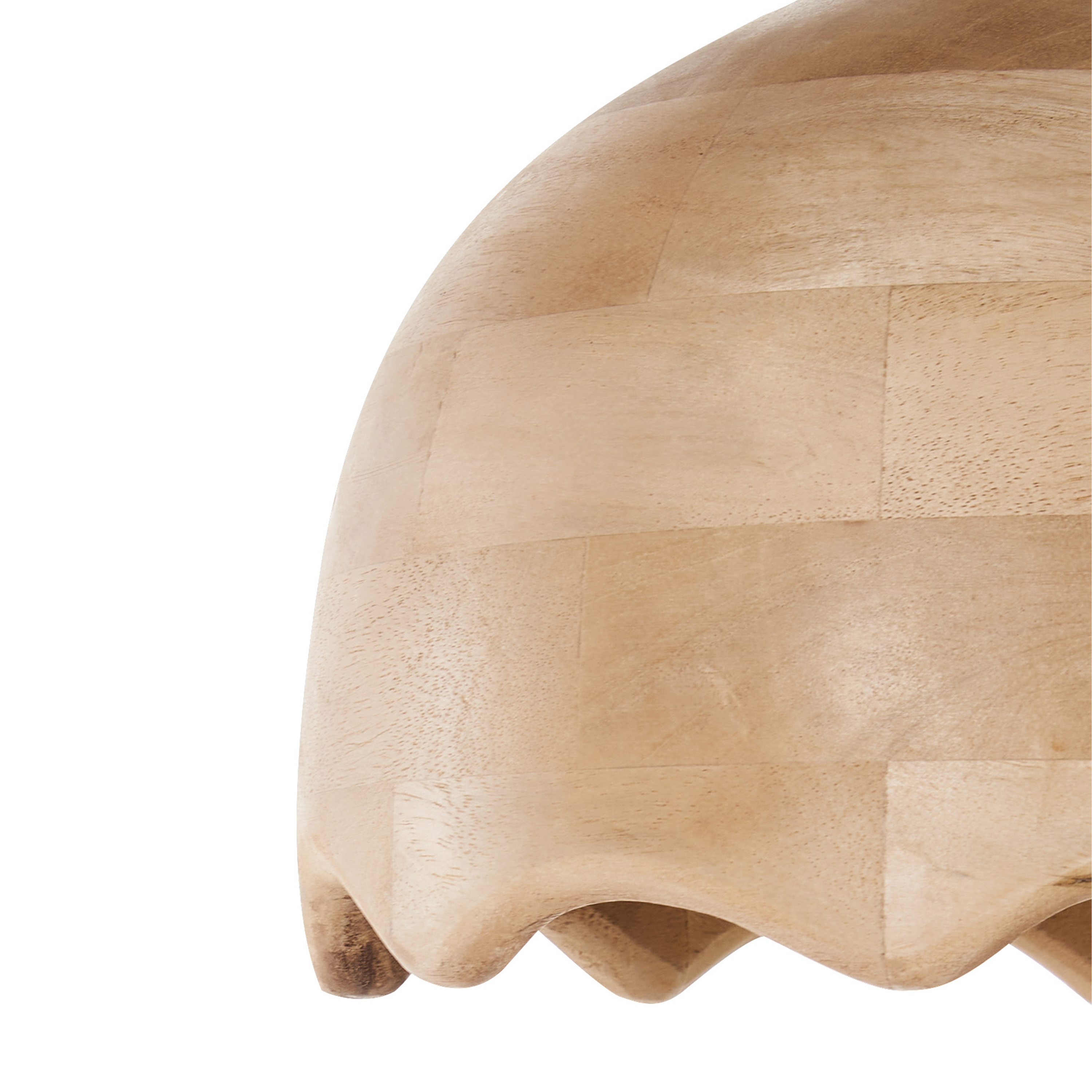 Lampada a sospensione Luce marrone in legno di mango con paralume rotondo Lampada da soffitto a sospensione