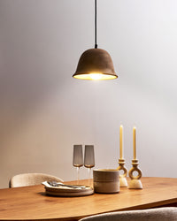 Lampadario rotondo in legno di mango chiaro paralume regolabile appeso lampada da soffitto