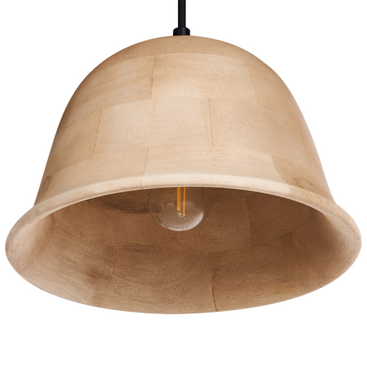Lampadario rotondo in legno di mango chiaro paralume regolabile appeso lampada da soffitto