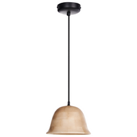 Lampadario rotondo in legno di mango chiaro paralume regolabile appeso lampada da soffitto