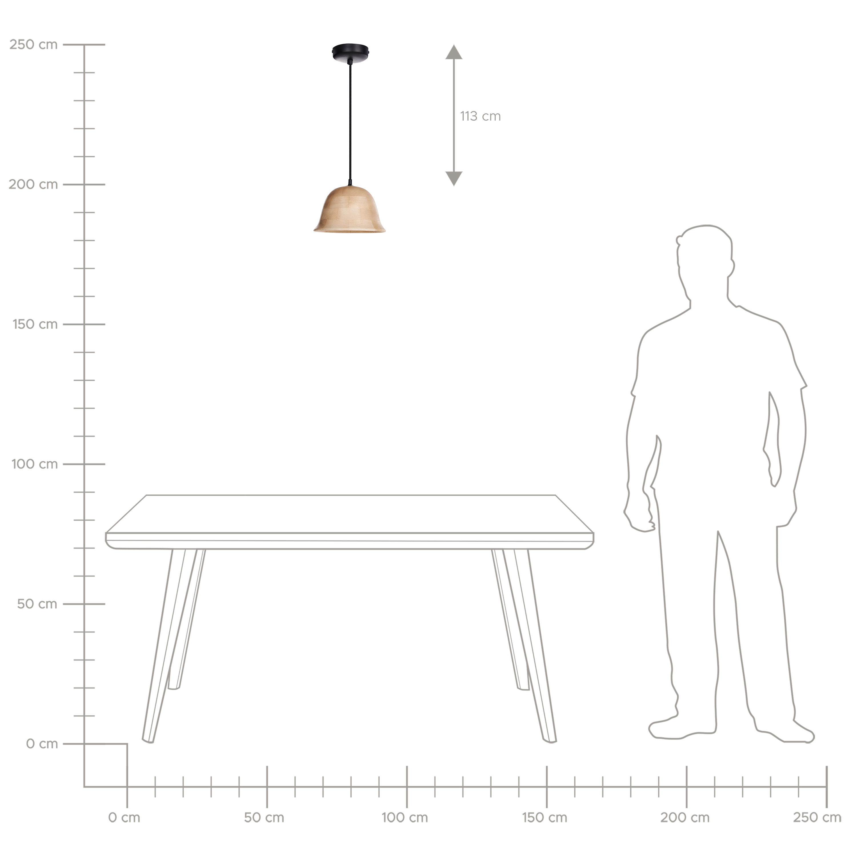 Lampadario rotondo in legno di mango chiaro paralume regolabile appeso lampada da soffitto