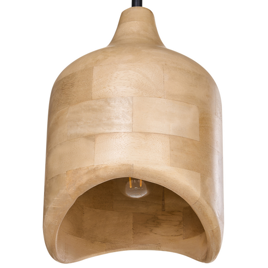 Lampadario Forma rotonda regolabile in legno di mando chiaro paralume regolabile appeso lampada da soffitto