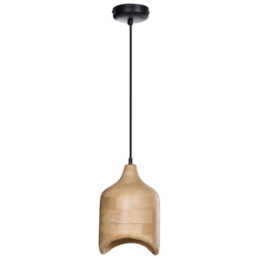 Lampadario Forma rotonda regolabile in legno di mando chiaro paralume regolabile appeso lampada da soffitto