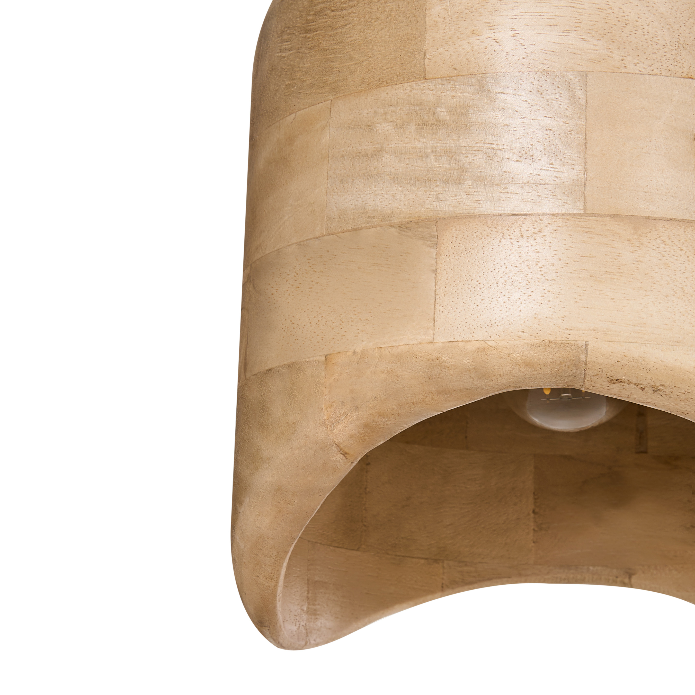 Lampadario Forma rotonda regolabile in legno di mando chiaro paralume regolabile appeso lampada da soffitto