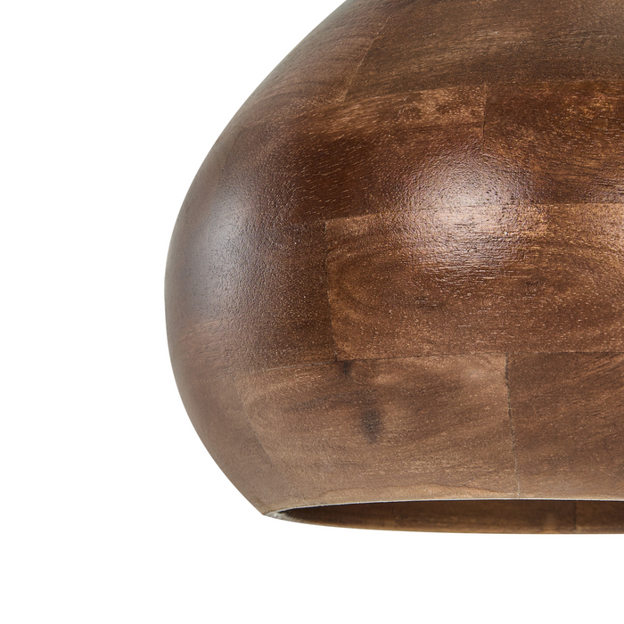 Lampada a sospensione in legno di mango marrone scuro con paralume rotondo Lampada da soffitto a sospensione