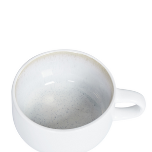 Set di 8 tazze con piattini per tè e caffè Gres caolino fatto a mano con smalto reattivo Bianco