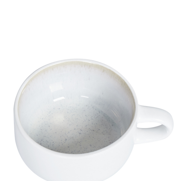 Set di 8 tazze con piattini per tè e caffè Gres caolino fatto a mano con smalto reattivo Bianco