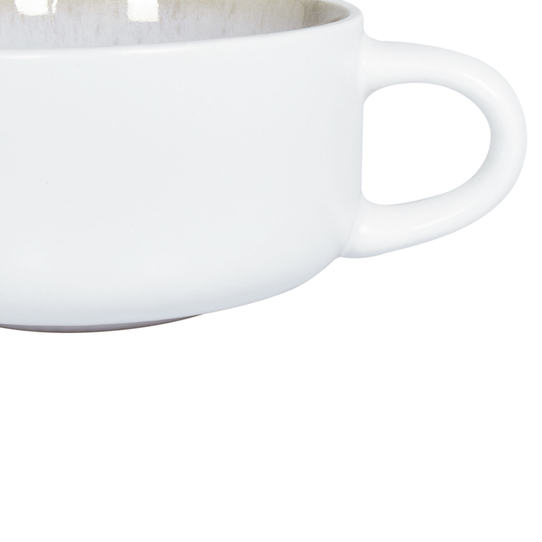 Set di 8 tazze con piattini per tè e caffè Gres caolino fatto a mano con smalto reattivo Bianco