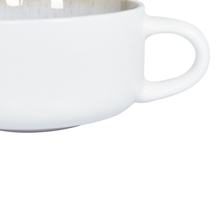 Set di 8 tazze con piattini per tè e caffè Gres caolino fatto a mano con smalto reattivo Bianco