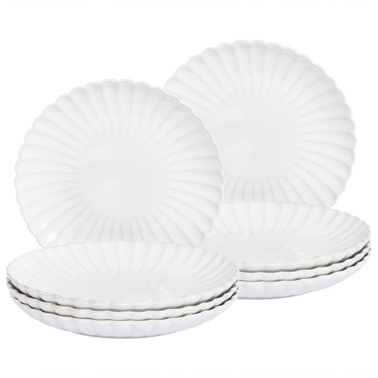 Set di 4 piatti da contorno in gres porcellanato bianco fatti a mano con smalto reattivo Perfetti per dessert cucina e sala da pranzo