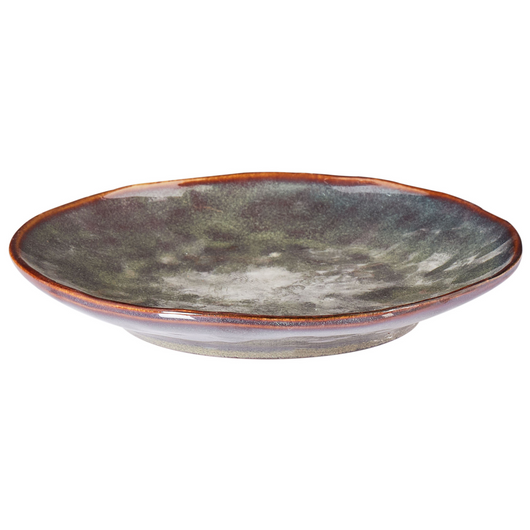 Set di 8 piatti da dessert in gres caolino lavorato a mano con smalto reattivo Verde scuro Cucina Sala da pranzo