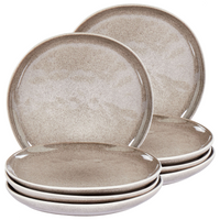 Set di 8 piattini da dessert in gres lavorato a mano con smalto reattivo finitura grigio Cucina Sala da pranzo