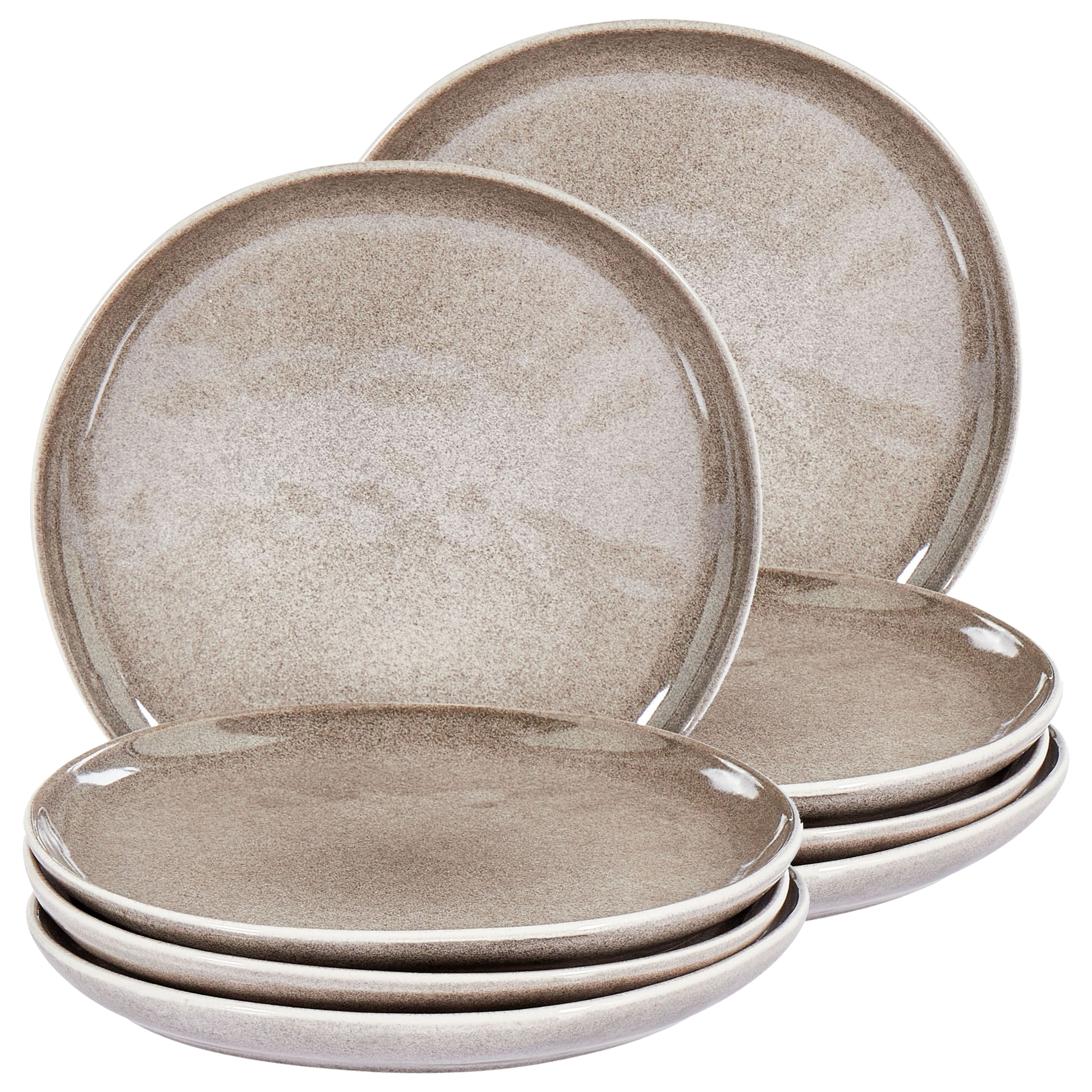 Set di 8 piattini da dessert in gres lavorato a mano con smalto reattivo finitura grigio Cucina Sala da pranzo