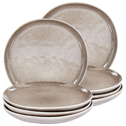 Set di 8 piattini da dessert in gres lavorato a mano con smalto reattivo finitura grigio Cucina Sala da pranzo