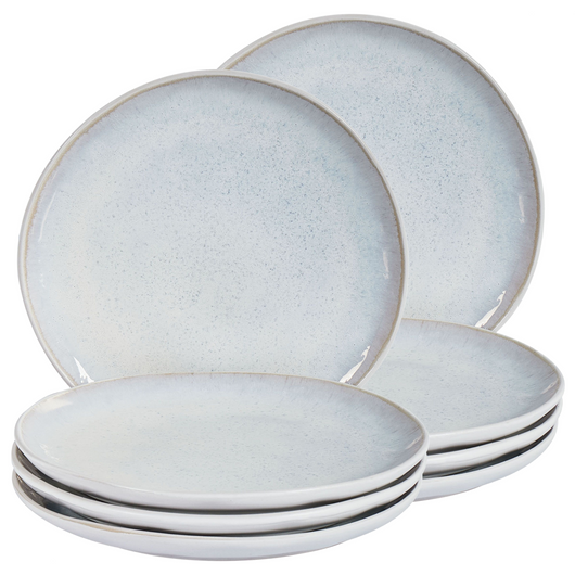 Set di 8 piattini da dessert in gres caolino lavorato a mano con smalto reattivo grigio chiaro Cucina Sala da pranzo