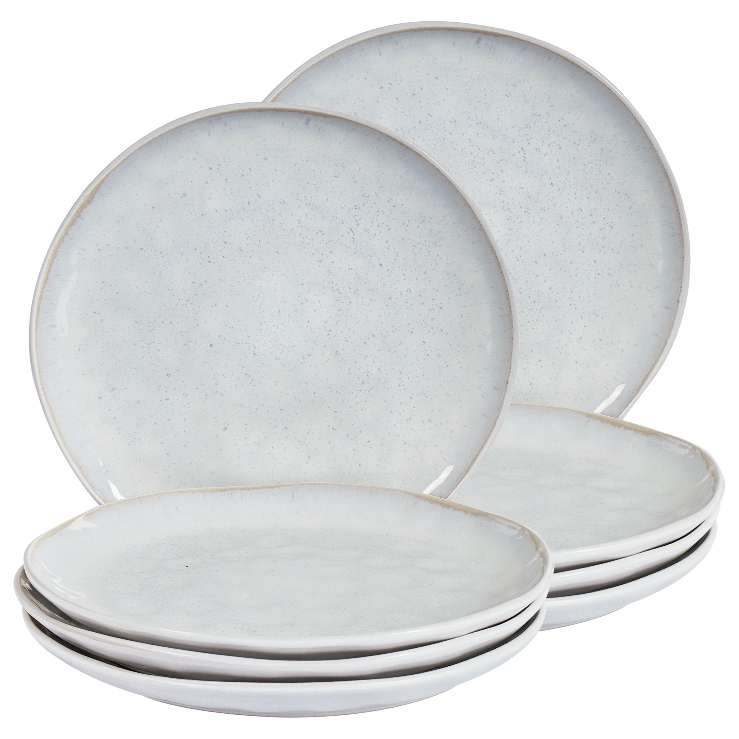 Set di 8 piatti in gres grigio chiaro fatti a mano con smalto reattivo Cucina Sala da pranzo
