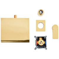 Rubinetto a cascata per lavabo a parete in ottone oro monocomando