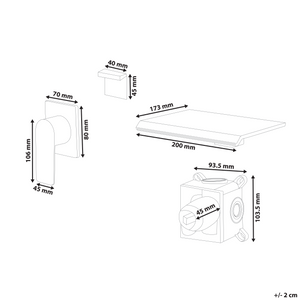 Rubinetto a cascata per lavabo a parete in ottone oro monocomando