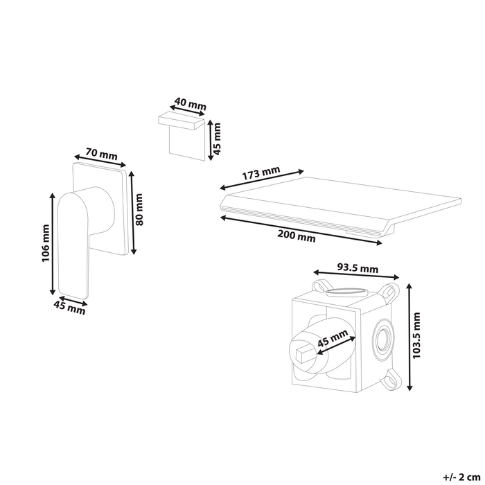Rubinetto a cascata per lavabo a parete in ottone oro monocomando