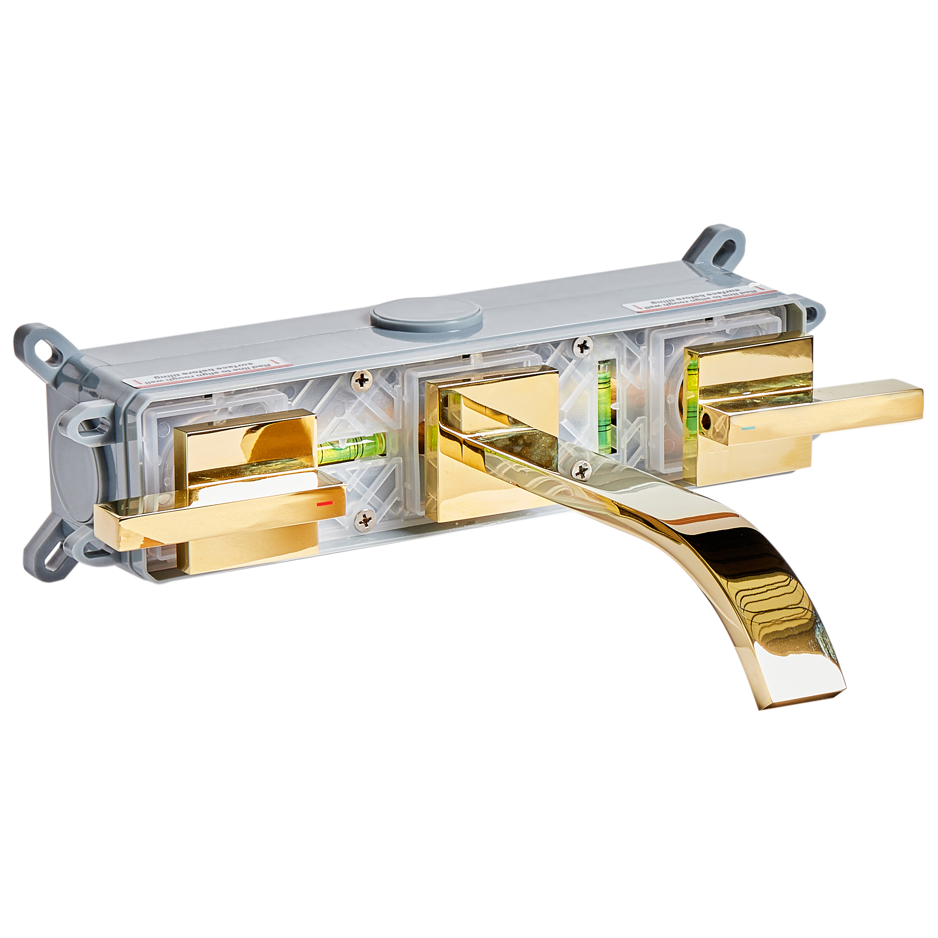 Rubinetto Miscelatore per lavabo a parete in ottone oro 3 fori per rubinetti doppia leva