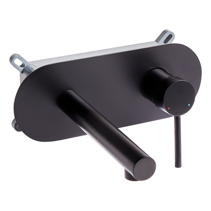 Rubinetto miscelatore da lavabo a parete in ottone color nero con singola maniglia
