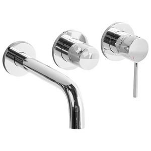 Set di miscelatori per vasca da bagno montati a muro, in ottone argentato, soffione doccia a bocca singola