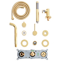 Set di miscelatori per vasca da bagno montati a muro, in ottone oro soffione doccia a bocca singola