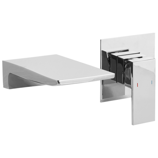 Rubinetto miscelatore per lavabo a parete in ottone argentato monocomando