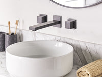 Rubinetto Miscelatore per lavabo a parete in ottone nero 3 fori per rubinetti doppia leva