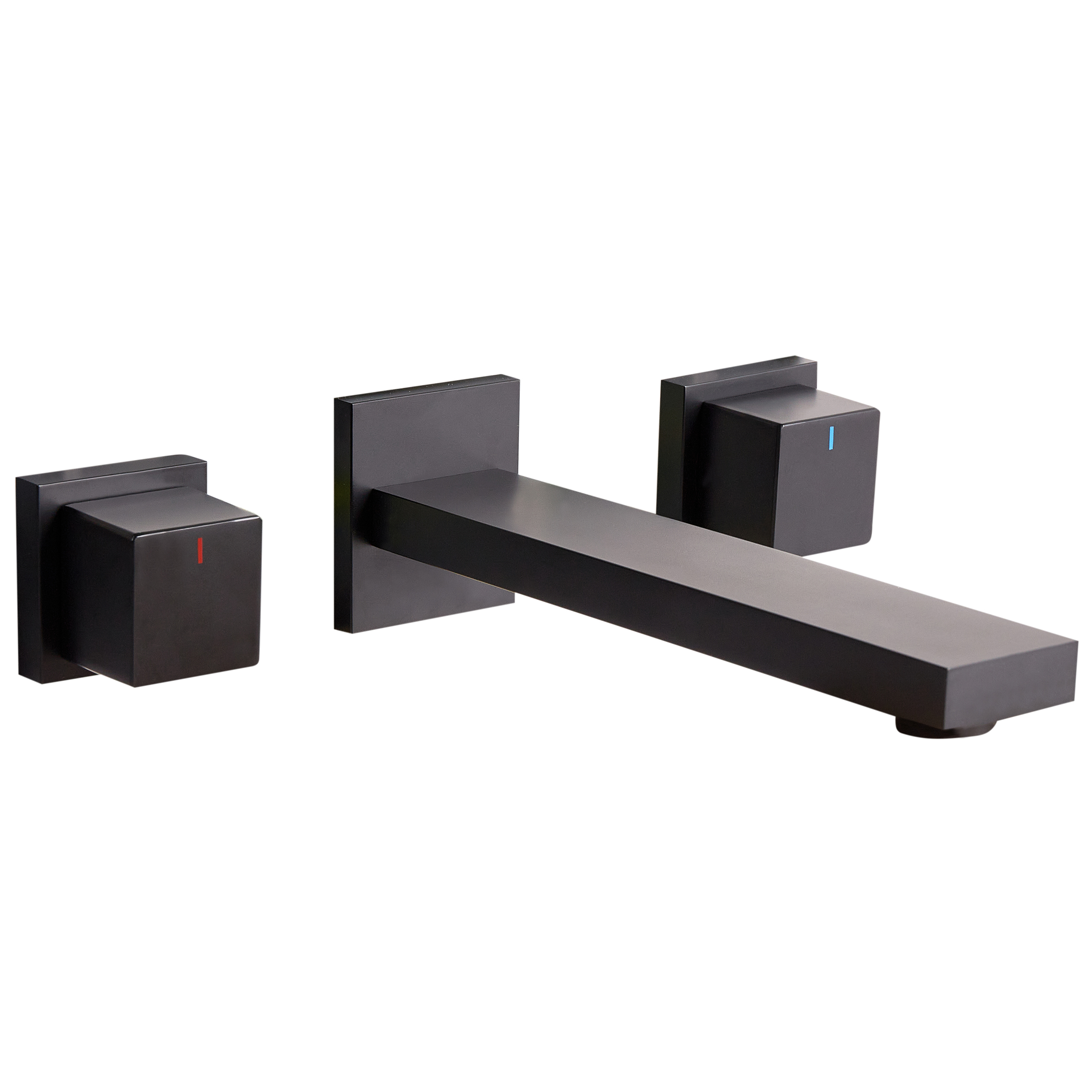 Rubinetto Miscelatore per lavabo a parete in ottone nero 3 fori per rubinetti doppia leva