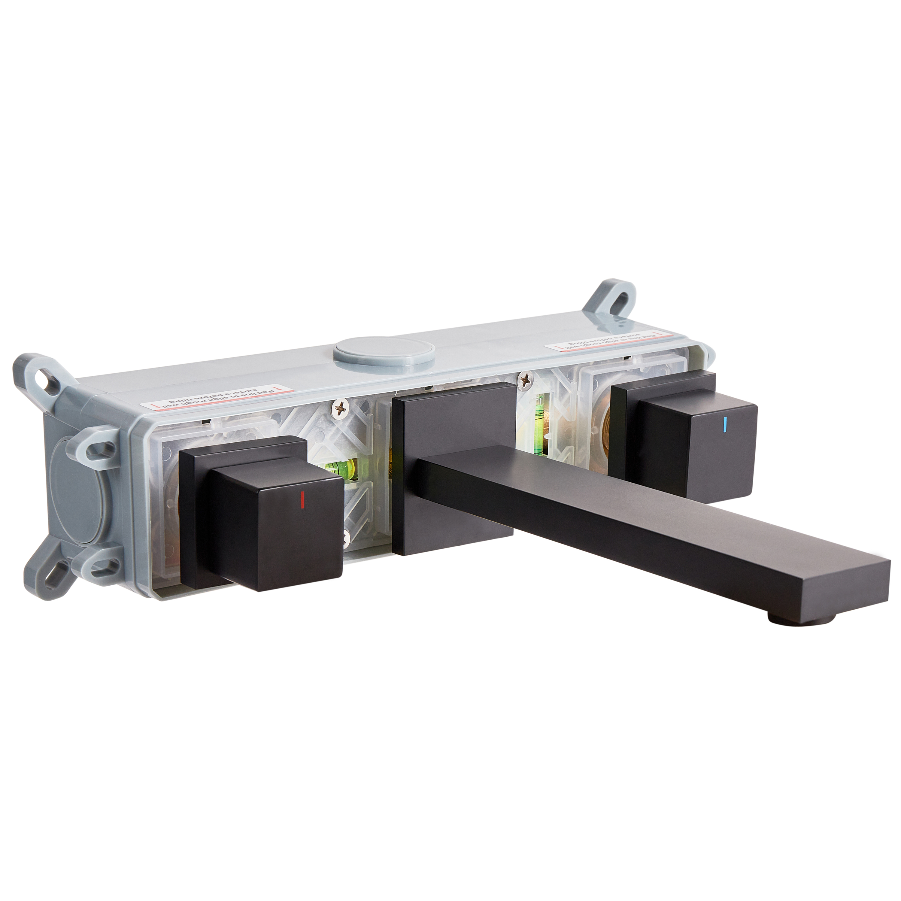 Rubinetto Miscelatore per lavabo a parete in ottone nero 3 fori per rubinetti doppia leva