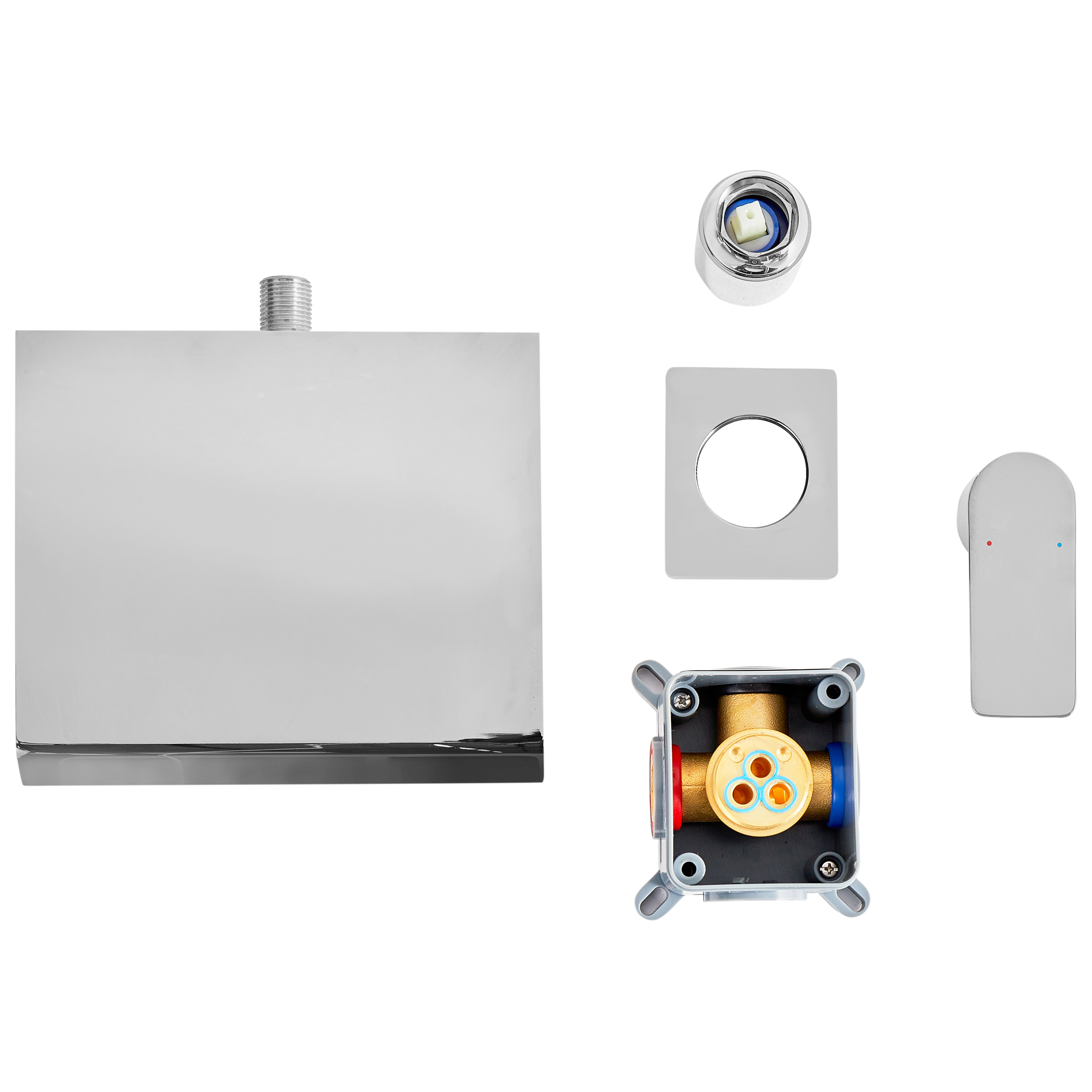 Rubinetto a cascata per lavabo a parete in ottone argentato monocomando