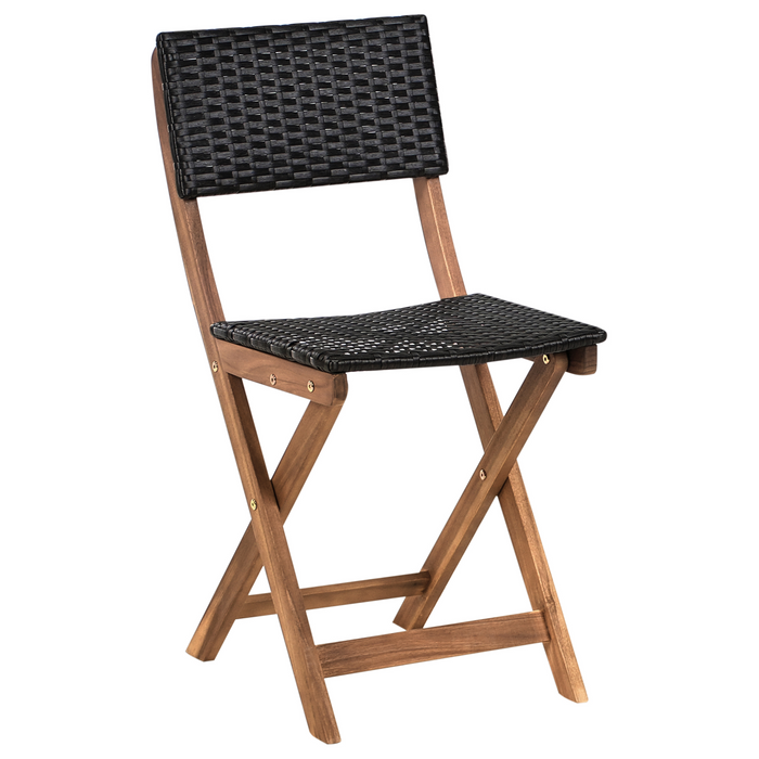 Set da giardino in legno di acacia marrone e nero pieghevole design a doghe