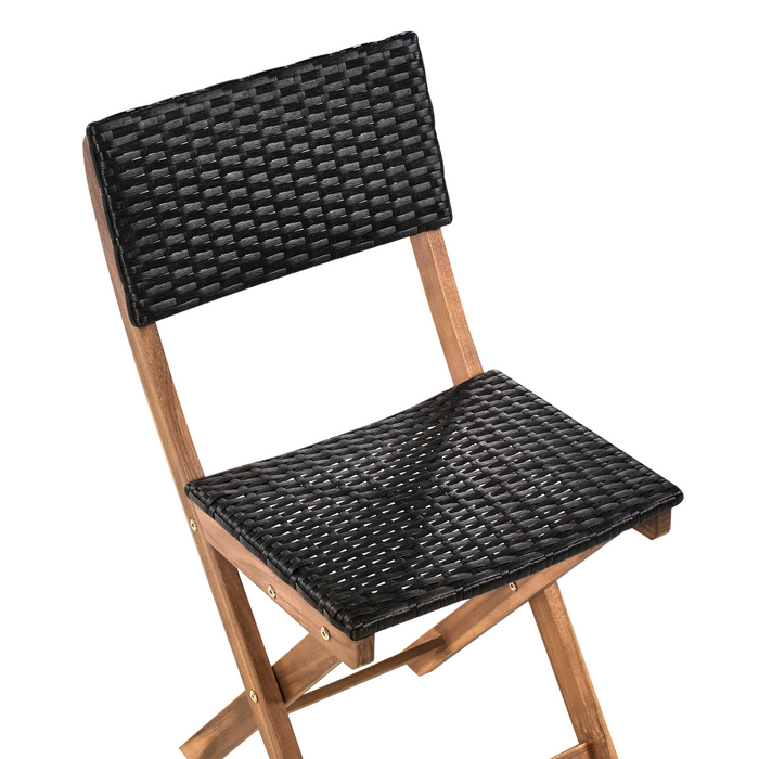 Set da giardino in legno di acacia marrone e nero pieghevole design a doghe