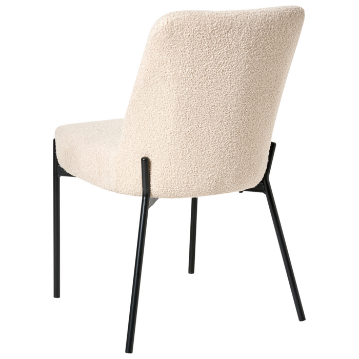 Set di 2 sedie da pranzo imbottite in bouclè beige chiaro senza braccioli Design stile retrò