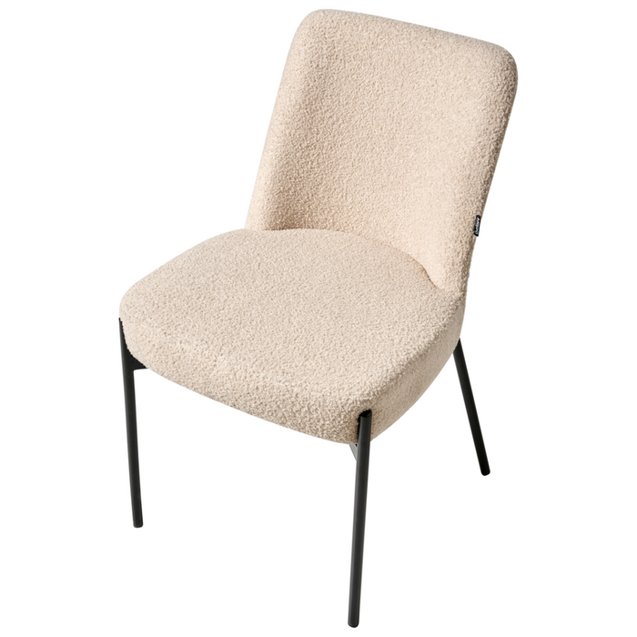 Set di 2 sedie da pranzo imbottite in bouclè beige chiaro senza braccioli Design stile retrò