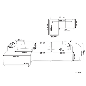 Divano angolare a destra Grigio chiaro 3 posti Tappezzeria in poliestere Cuscini extra sparsi Moderno