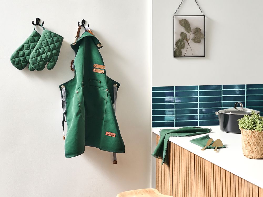 Set da cucina Grembiule Guanti da forno Panni da cucina Verde tessili da cucina